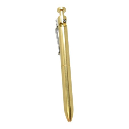 Karas Bolt V2 Pen - Brass Front Side Vertical