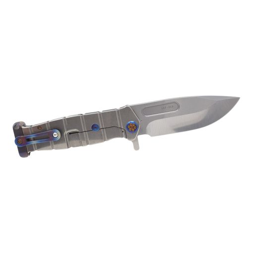 Medford USMC Fighter Flipper Tumbled S35VN Drop Point Blade Tumbled Titanium Handles With Flamed Pommel/Clip/Hardware Back Side Open
