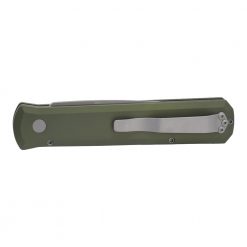 Pro-Tech Godfather Auto Bead Blasted 154CM Blade Green Aluminum Handle Back Side Closed