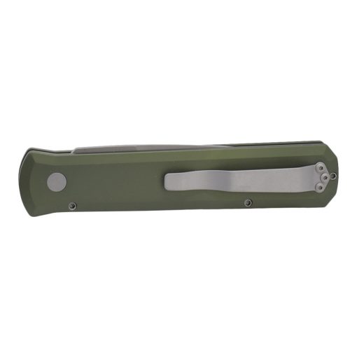 Pro-Tech Godfather Auto Bead Blasted 154CM Blade Green Aluminum Handle Back Side Closed