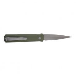 Pro-Tech Godfather Auto Bead Blasted 154CM Blade Green Aluminum Handle Back Side Open