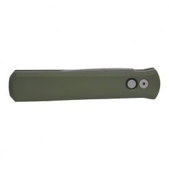 Pro-Tech Godfather Auto Bead Blasted 154CM Blade Green Aluminum Handle Front Side Closed