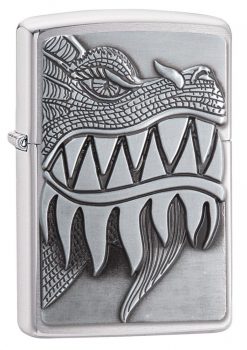 Zippo - Fire Breathing Dragon Lighter Front Side Closed Angled