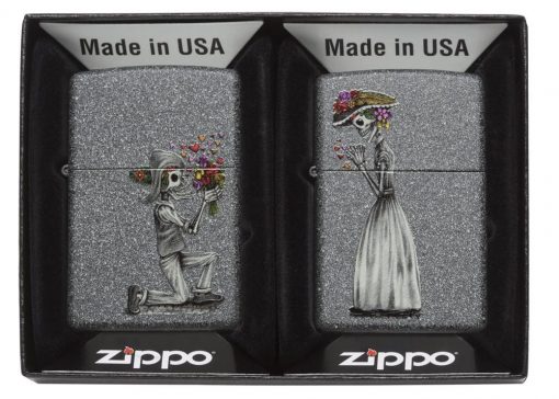 Zippo - Iron Stone Couple Lighter (Set of 2) Front Side Both In Box