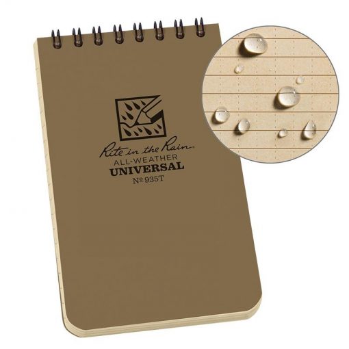 Rite in the Rain Top Spiral Notebook 3x5 - Tan Front Side