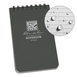 Rite in the Rain Top Spiral Notebook 3x5 - Grey Front Side Open