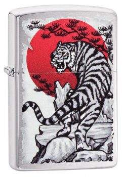 Zippo - Asian Tiger Lighter Front Side Closed Angled
