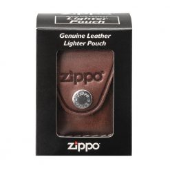 Zippo - Lighter Pouch Loop Brown Leather Front Side Closed In Box
