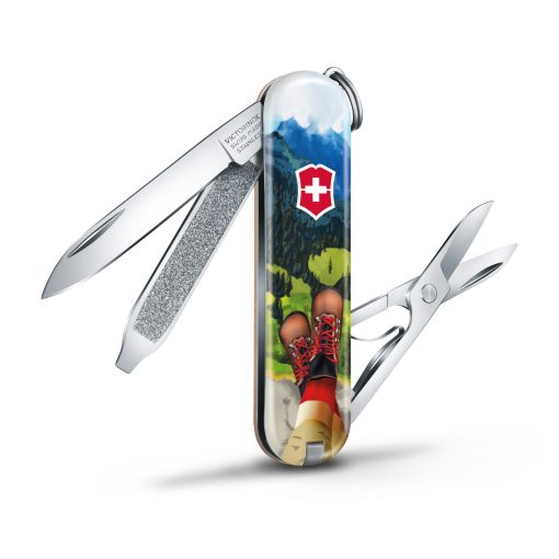 Victorinox Limited Edition 2020 Classic SD - I Love Hiking Front Side All Open Vertical