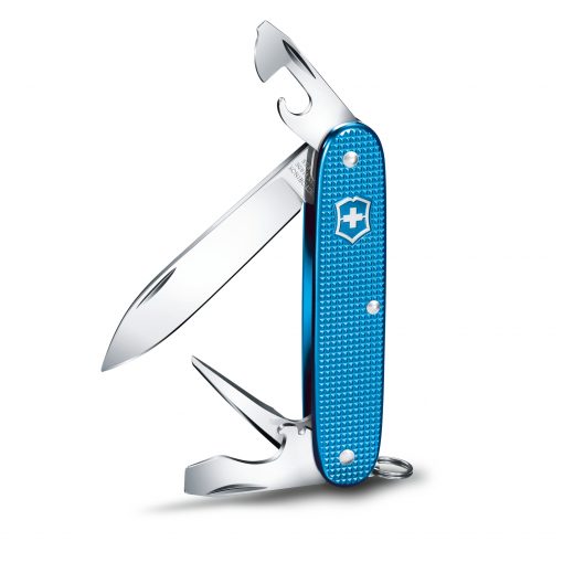 Victorinox Limited Edition 2020 Pioneer Alox Aqua Blue Front Side All Open Vertical