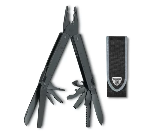 Victorinox Swiss Tool BS Multi-Tool Pliers Open Tools Open Vertical With Sheath