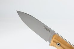 LionSteel B35 Sleipner Steel Blade Olive Wood Handle Front Side Blade