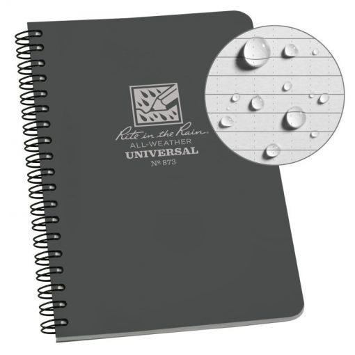 Rite in the Rain Side Spiral Notebook - Grey Front Side Closed