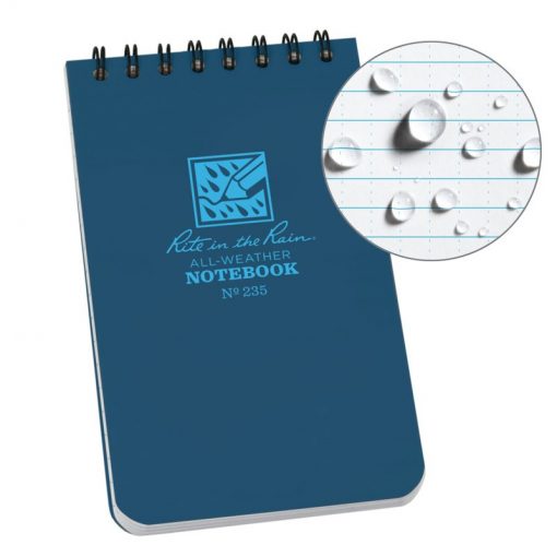 Rite in the Rain Top Spiral Notebook 3x5 - Blue Front Side Closed