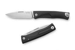 LionSteel Thrill Aluminum M390 Blade Black Aluminum Handle SlipJoint Knife Front Side Open and Back Side Closed