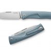 LionSteel Thrill Titanium M390 Blade Blue Titanium Handle SlipJoint Knife Front Side Open Back Side Closed