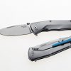LionSteel T.R.E. M390 Blade Titanium Handle Blue Clip Front Side Open and Back Side Closed