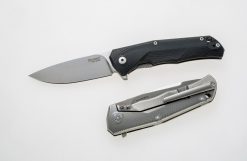 LionSteel T.R.E. M390 Blade Black G10/Titanium Handle Front Side Open and Back Side Closed
