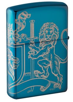 Zippo - Medieval Coat of Arms Design Lighter Back Side Closed Angled