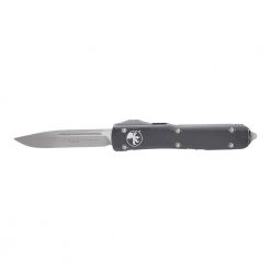 Microtech Ultratech S/E Apocalyptic OTF Automatic Knife Distressed Black Handle Front Side Open