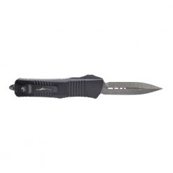 Microtech Combat Troodon Damascus Double Edged Dagger OTF Automatic Carbon Fiber Handle Signature Series Back Side Open