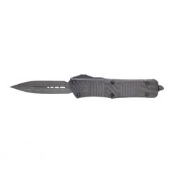 Microtech Combat Troodon Damascus Double Edged Dagger OTF Automatic Carbon Fiber Handle Signature Series Front Side Open