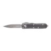 Microtech UTX-85 D/E Stonewash OTF Automatic Knife Distressed Black Handle Front Side Open