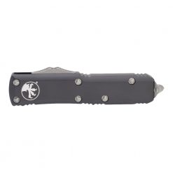 Microtech UTX-85 T/E Apocalyptic Blade OTF Automatic Knife Apocalyptic Black Handle Front Side Closed