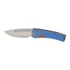 Medford Marauder S35VN Tumbled Drop Point Blade Blue Ano Titanium Handle With Bronze Pinstriping Front Side Open