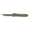 Microtech Signature Series Ultratech D/E Bronze Apocalyptic OTF Blade OD Green/Black Handle Front Side Open