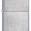 Zippo - Classic Linen Weave Brushed Chrome Lighter Front Side Closed Angled