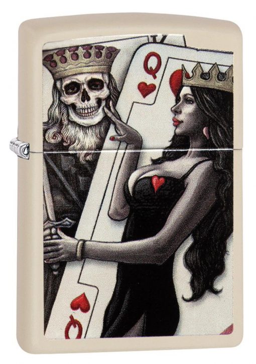 Zippo - Skull, King, Queen Beauty Lighter Front Side Closed Angled