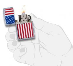 Zippo - Patriotic Design Lighter Front Side Open With Hand Graphic
