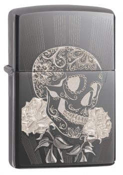 Zippo - Fancy Skull Design Lighter Front Side Closed