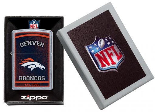 Zippo - NFL Denver Broncos Design Lighter Front Side Closed in Box