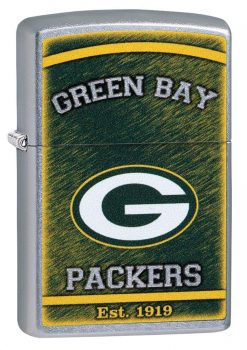 Zippo - NFL Green Bay Packers Design Lighter Front Side Closed Angled