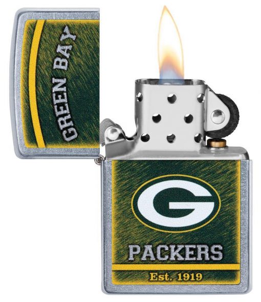 Zippo - NFL Green Bay Packers Design Lighter Front Side Open