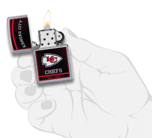 Zippo - NFL Kansas City Chiefs Design Lighter Front Side Open With Hand Graphic