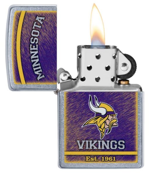 Zippo - NFL Minnesota Vikings Design Lighter Front Side Open