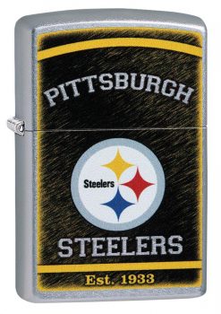 Zippo - NFL Pittsburgh Steelers Design Lighter Front Side Closed Angled