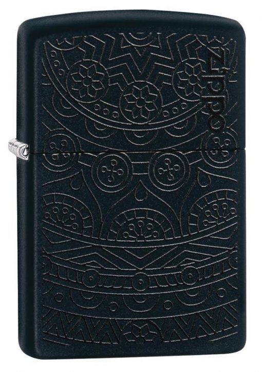 Zippo - Tone on Tone Design Lighter Front Side Closed Angled