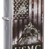 Zippo - U.S. Marine Corps Lighter Front Side Closed Angled