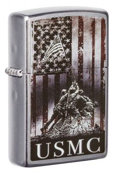 Zippo - U.S. Marine Corps Lighter Front Side Closed Angled