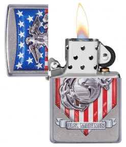 Zippo - U.S. Marine Corps Emblem Lighter Front Side Open