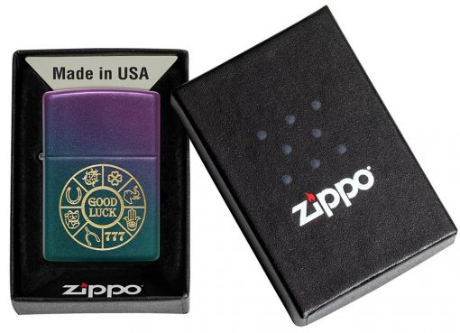 Zippo - Lucky Symbols Design Lighter Front Side Closed in Box