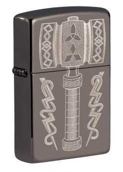 Zippo - Thor's Hammer Lighter Front Side Closed ANgled