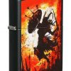 Zippo - Warrior Lighter Front Side Closed Angled