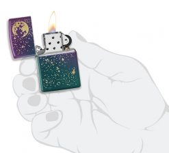 Zippo - Starry Sky Lighter Front Side Open With Hand Graphic
