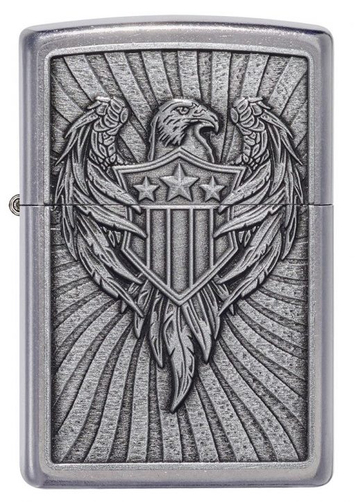 Zippo - Eagle Shield Emblem Design Lighter Front Side Closed