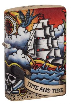 Zippo - Nautical Tattoo Design Lighter Front Side Closed Angled